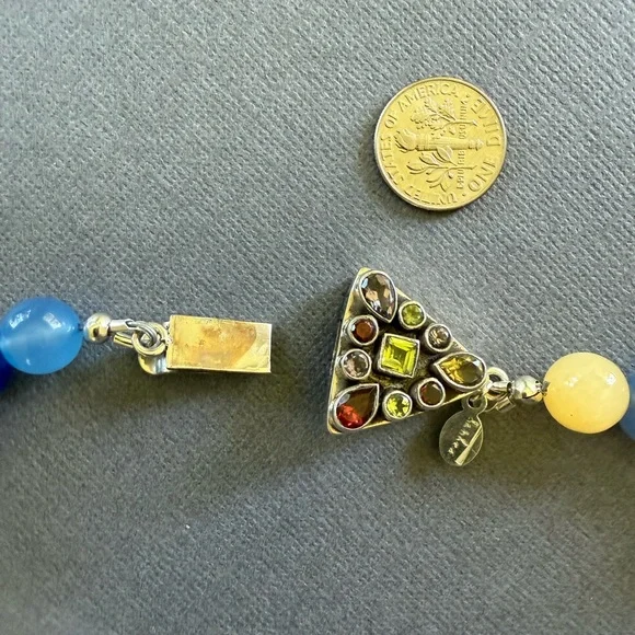 NWT Multicolor Gemstone Statement Necklace and Earring Set Sterling Silver Gift - Picture 3 of 9